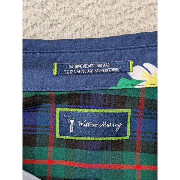 William Murray Shirt Mens Large Short Sleeve Button Colorful Floral Blue - Picture 3 of 16